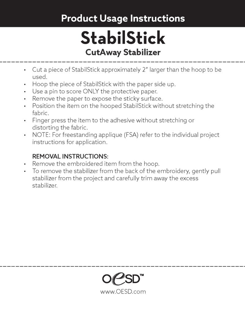 OESD StabilStick Cut Away Embroidery Stabilizer 10" x 10 Yd Roll - Image 3